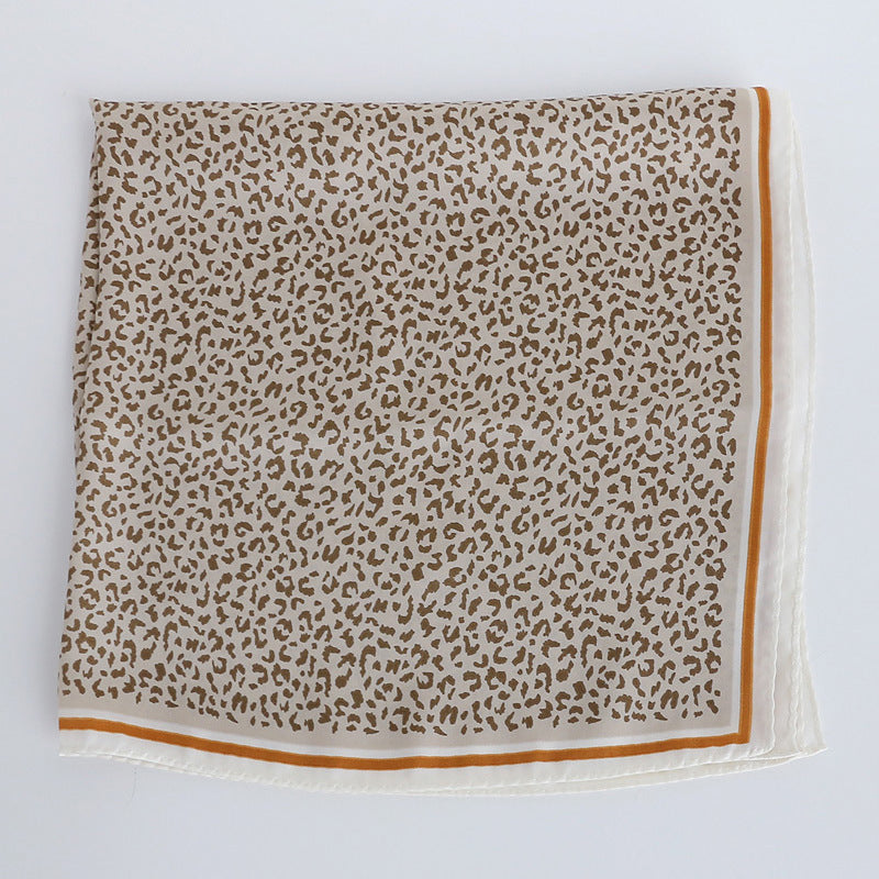Artificial Silk Leopard Print Scarf – Stylish Square Silk Scarf for Women (70x70cm)