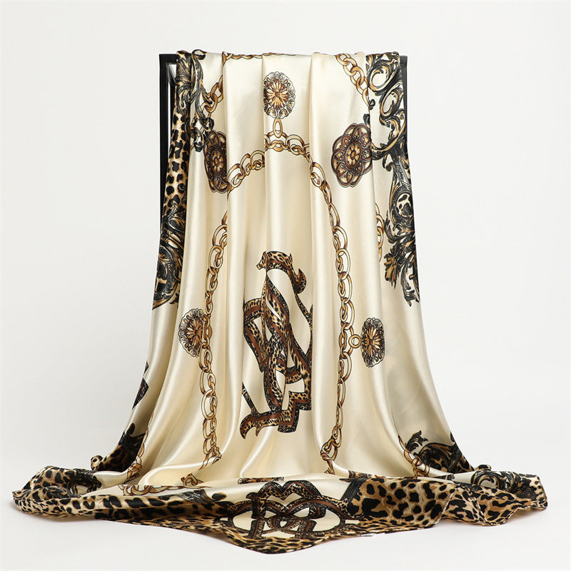 Scarf Fashion – Leopard Print Silk Satin Scarf