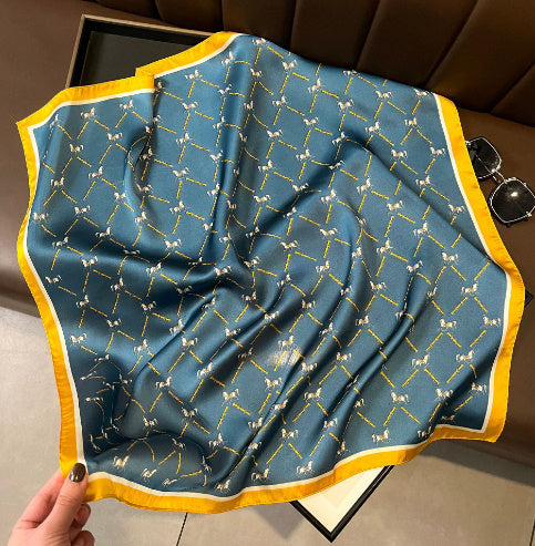 Elegant Floral Silk Square Scarf – Versatile & Stylish (70x70cm)