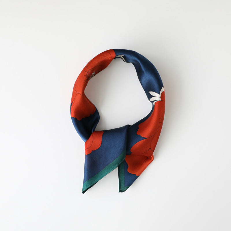 Floral Silk Scarf – Elegant & Lightweight Square Scarf (53cm)