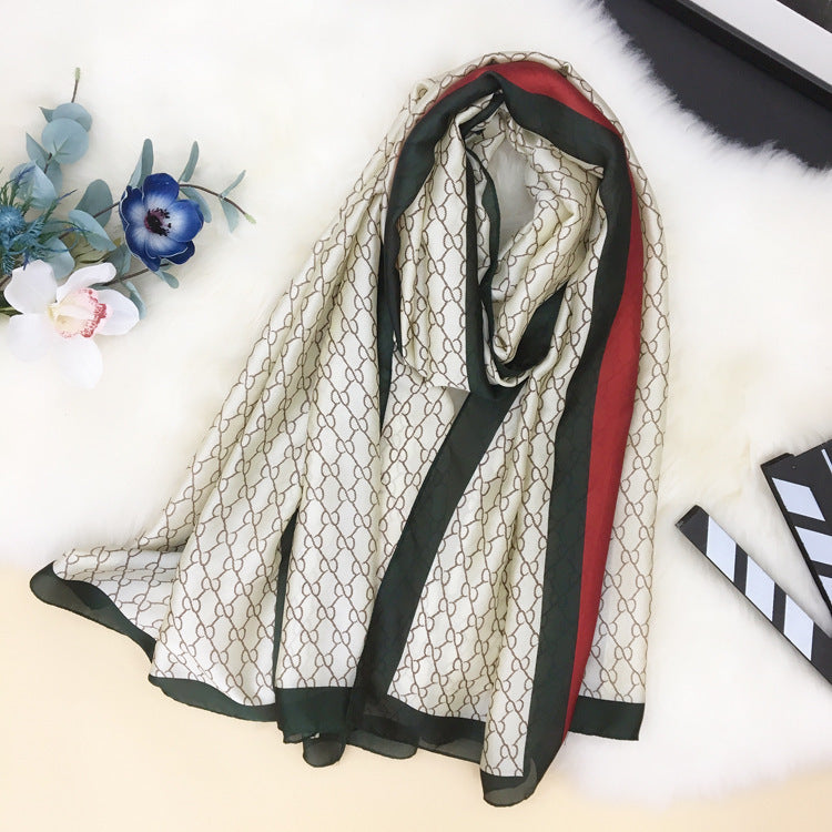 Silk Scarf for Women – Long Printed Shawl for Spring & Autumn
