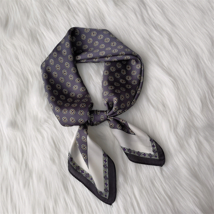 Square Imitated Silk Scarf – Geometric Pattern