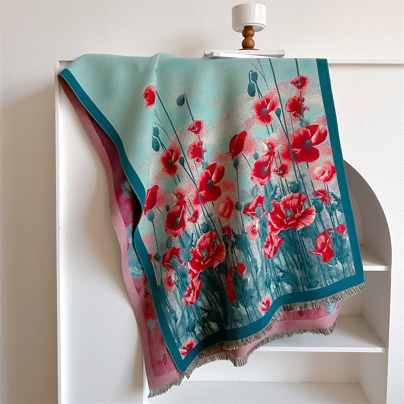 Women's Ethnic Style Winter Scarf – Warm & Cozy Jacquard Wrap (190x65cm)