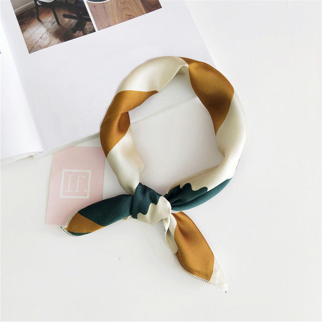 Elegant Printed Satin Scarf – Chic & Versatile Accessory