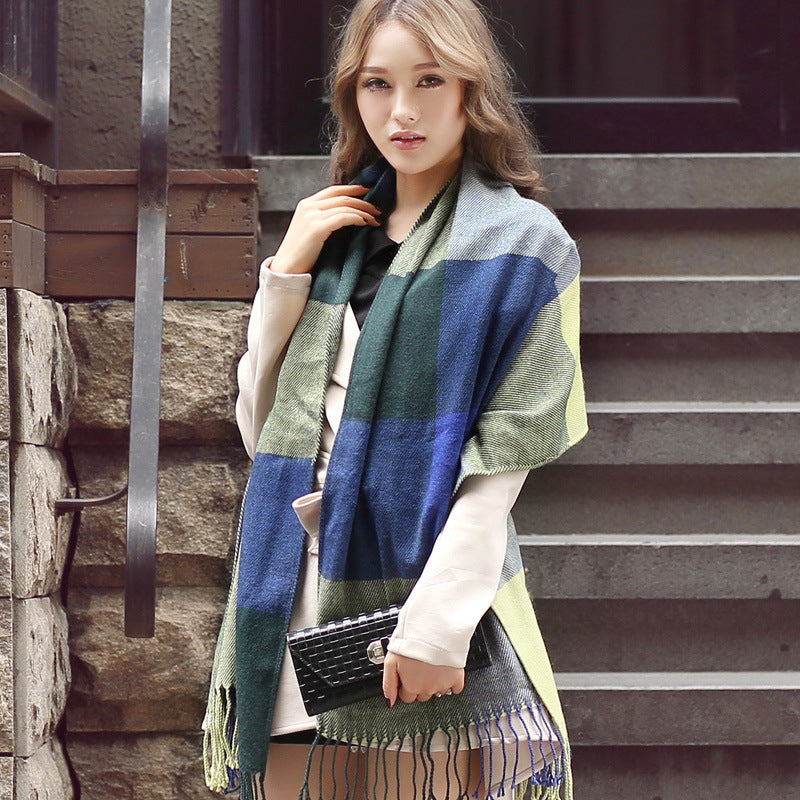 Unisex Oversized Wool-Blend Scarf – Soft & Warm Twill Wrap with Tassels
