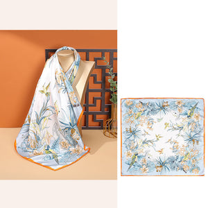 Women's Fashionable Mulberry Silk Scarf – Elegant Printed Square Wrap (70x70cm)