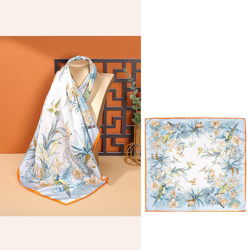 Women's Fashionable Mulberry Silk Scarf – Elegant Printed Square Wrap (70x70cm)
