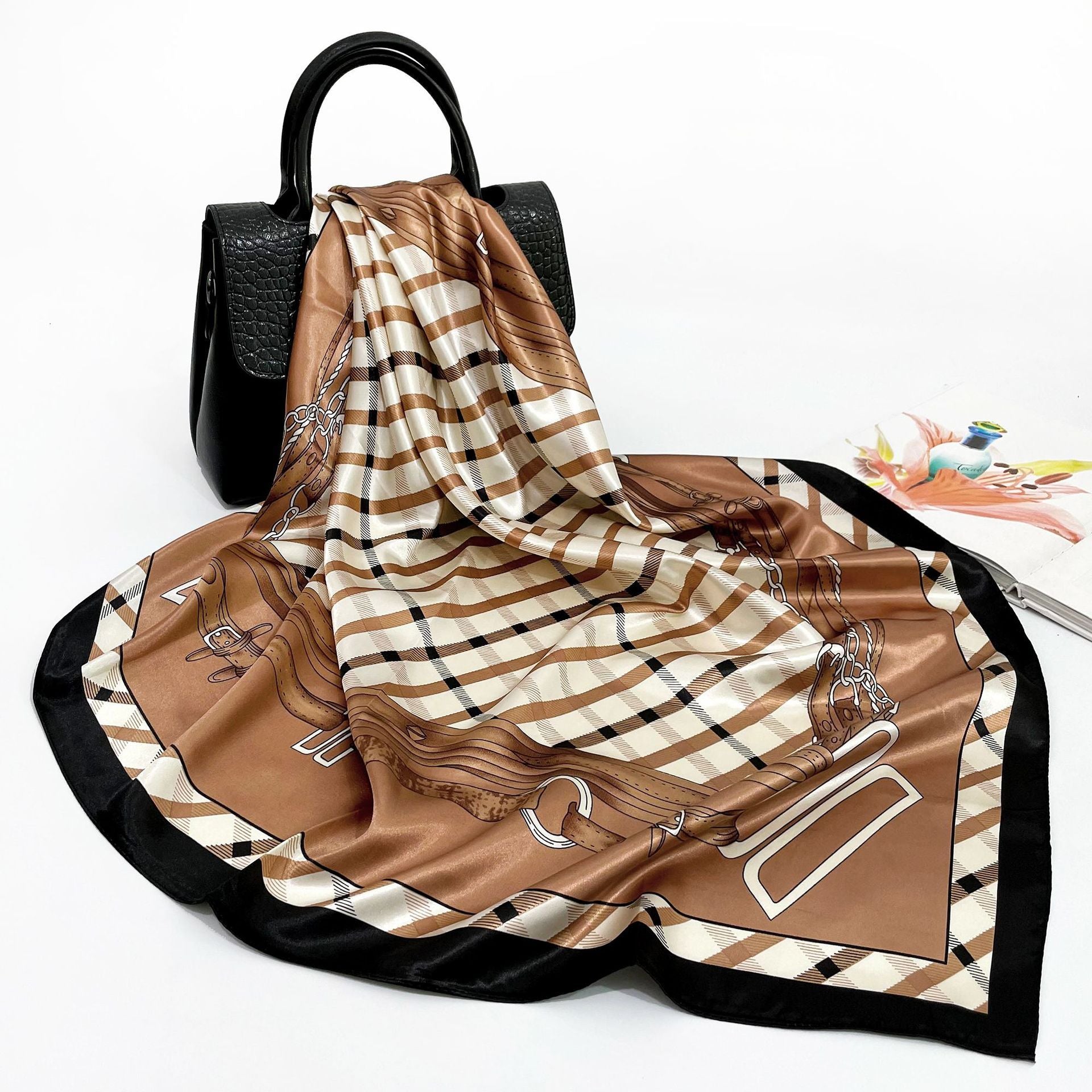 Elegant 90cm Silk Square Scarf – Lightweight & Stylish for All Seasons