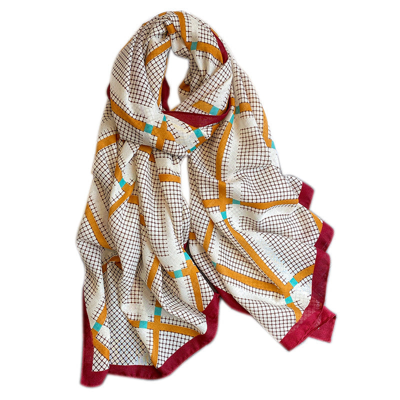 Women's Winter Korean Style Rhombus Scarf – Elegant & Cozy
