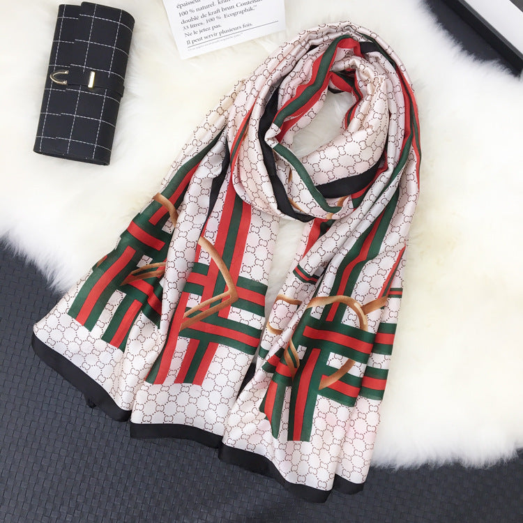 Silk Scarf for Women – Long Printed Shawl for Spring & Autumn