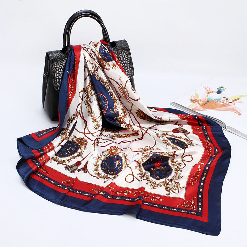 Elegant 90cm Silk Square Scarf – Lightweight & Stylish for All Seasons