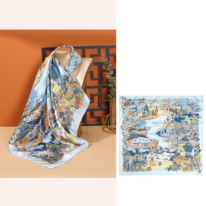 Women's Fashionable Mulberry Silk Scarf – Elegant Printed Square Wrap (70x70cm)