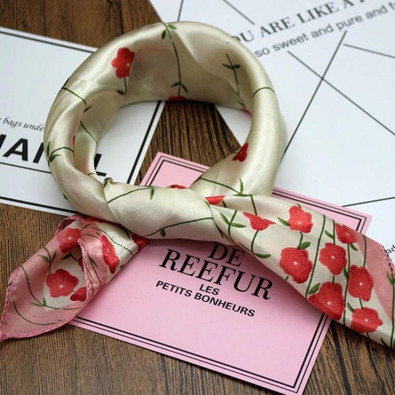 Versatile Small Silk Square Scarf 50cm  – Elegant Fashion Accessory