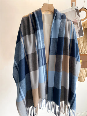 Korean Style Plaid Scarf – Unisex Winter Shawl