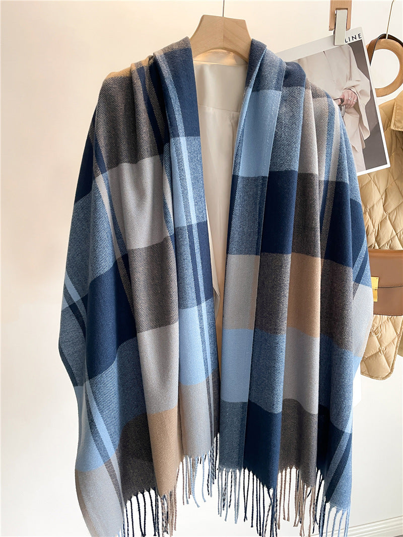 Korean Style Plaid Scarf – Unisex Winter Shawl