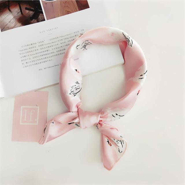 Elegant Printed Satin Scarf – Chic & Versatile Accessory
