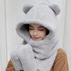 Bear Ears Plush Scarf, Hat & Gloves Set – Cute & Warm for Winter