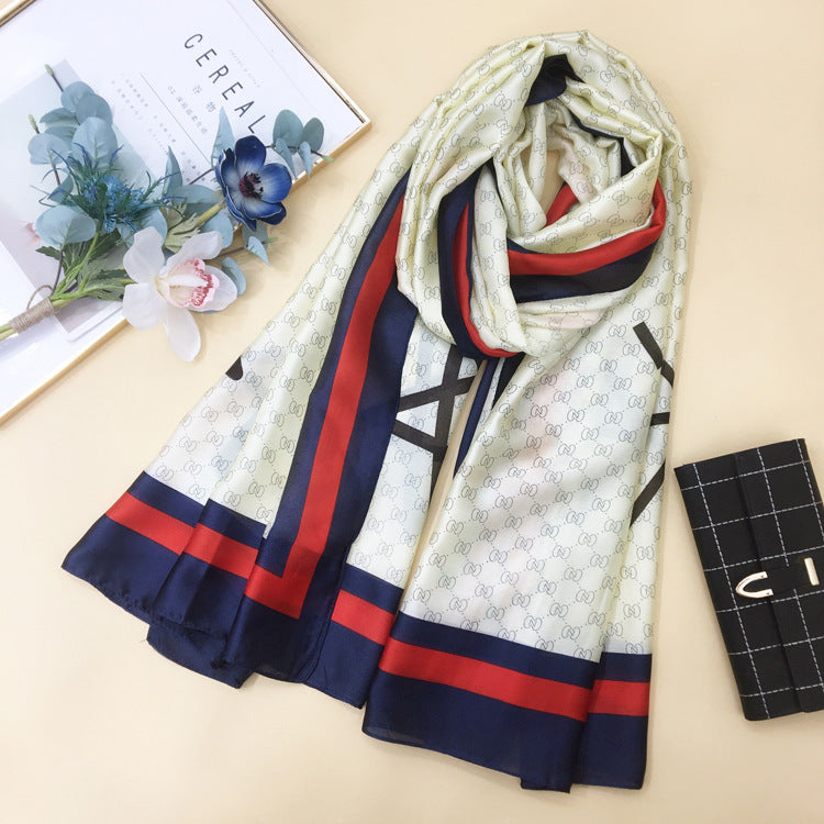 Silk Scarf for Women – Long Printed Shawl for Spring & Autumn