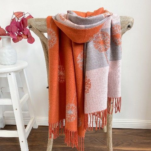 Autumn & Winter Cashmere Dandelion Jacquard Scarf (190x70cm)