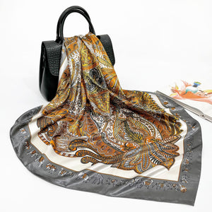 Elegant 90cm Silk Square Scarf – Lightweight & Stylish for All Seasons