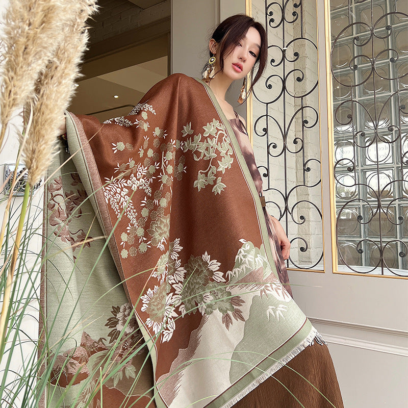Autumn & Winter New Chinese Style Artificial Cashmere Scarf for Women