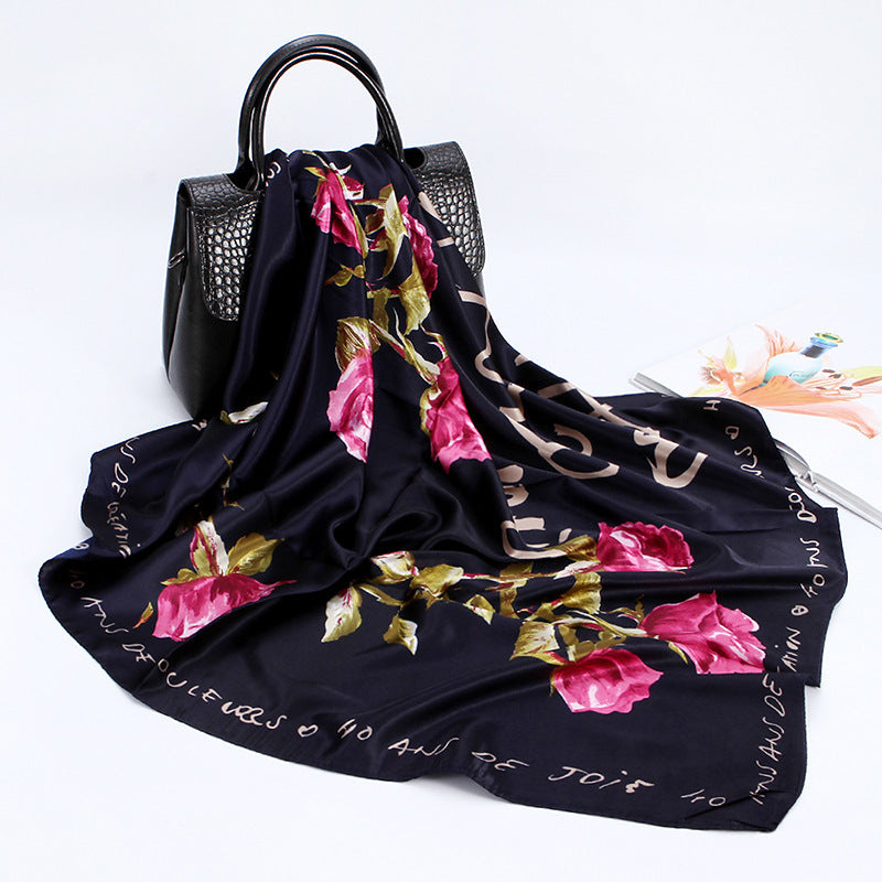 Elegant 90cm Silk Square Scarf – Lightweight & Stylish for All Seasons