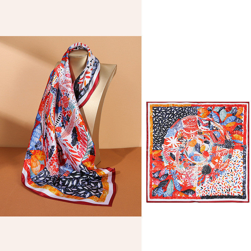 Women's Fashionable Mulberry Silk Scarf – Elegant Printed Square Wrap (70x70cm)