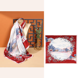 Women's Fashionable Mulberry Silk Scarf – Elegant Printed Square Wrap (70x70cm)