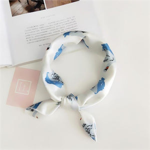 Elegant Printed Satin Scarf – Chic & Versatile Accessory