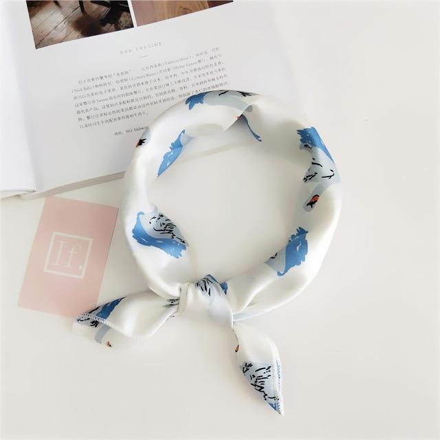 Elegant Printed Satin Scarf – Chic & Versatile Accessory