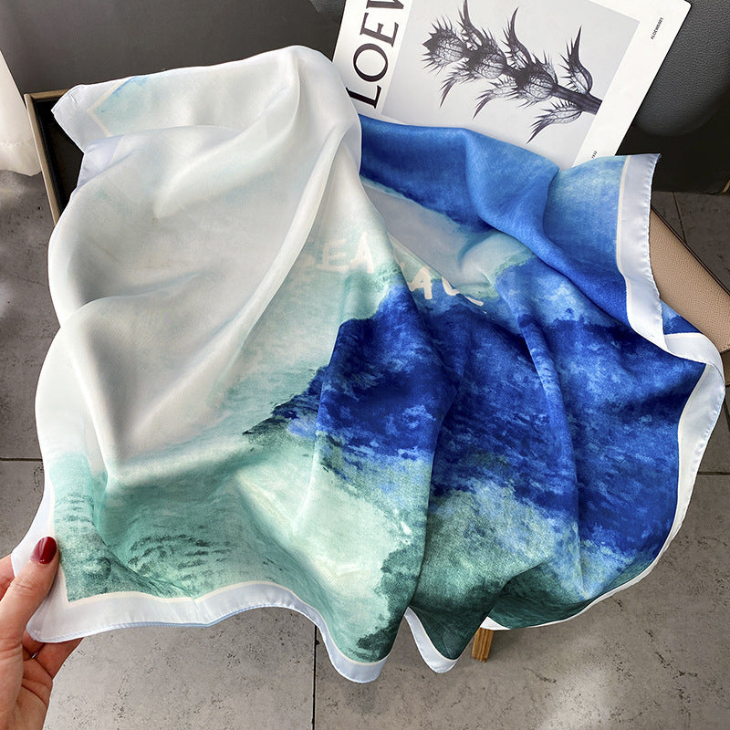Elegant Floral Silk Square Scarf – Versatile & Stylish (70x70cm)