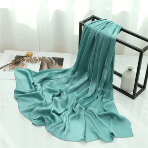 Solid Color Silk Scarf – Elegant Crepe Polyester Wrap for All Seasons (180x70cm)