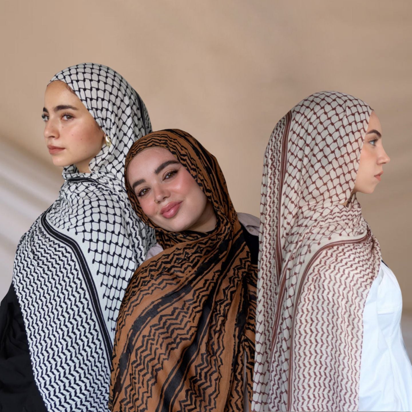Lightweight Chiffon Plaid Scarf – Arabic-Style Printed Shawl (70x180cm)