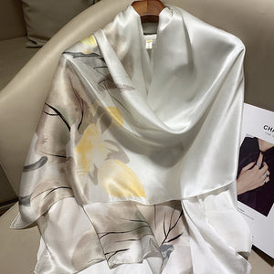 Hangzhou Silk High-End Long Scarf – Elegant Printed Silk Scarf for Women (173x55cm)