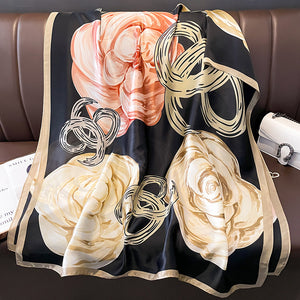 Women's Lightweight Sunscreen Scarf – Floral Print Rayon Wrap (90x180cm)