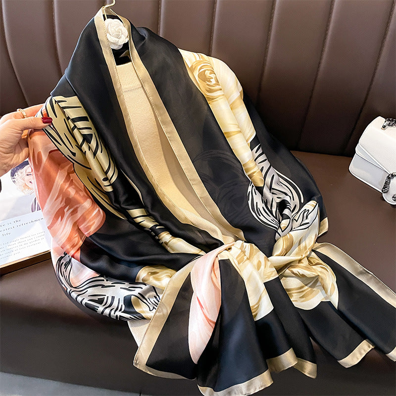 Women's Lightweight Sunscreen Scarf – Floral Print Rayon Wrap (90x180cm)