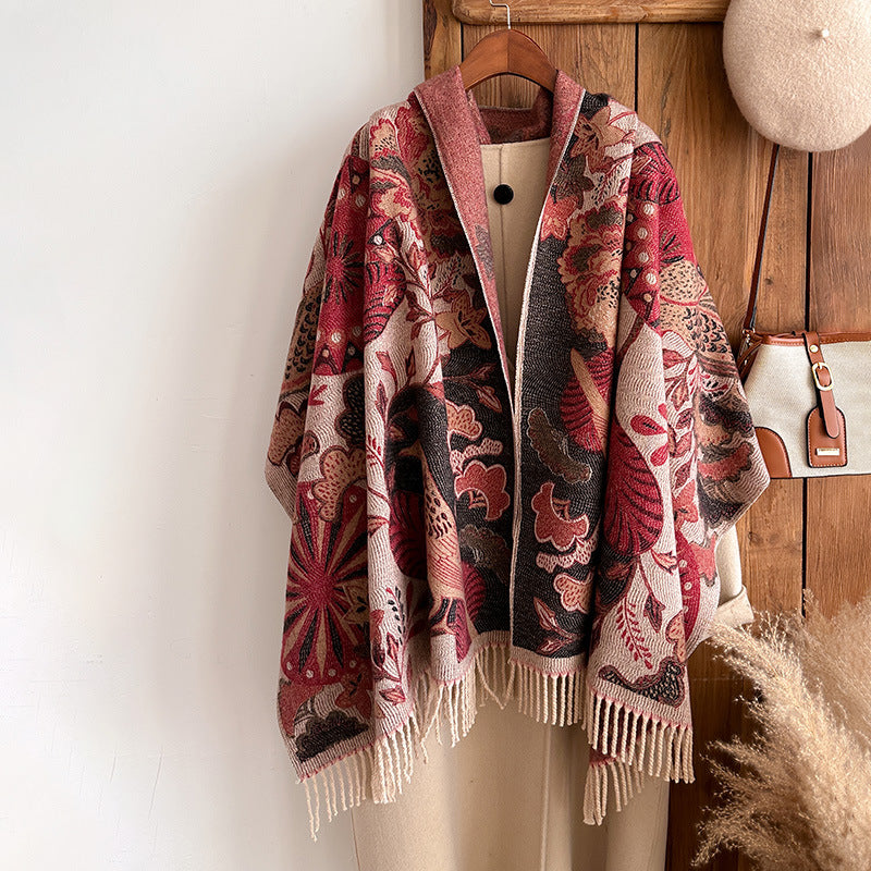 Elegant Ethnic Jacquard Scarf – Cashmere-Like Warm Shawl (200x65cm)