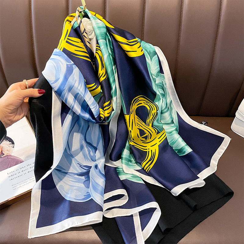 Women's Lightweight Sunscreen Scarf – Floral Print Rayon Wrap (90x180cm)