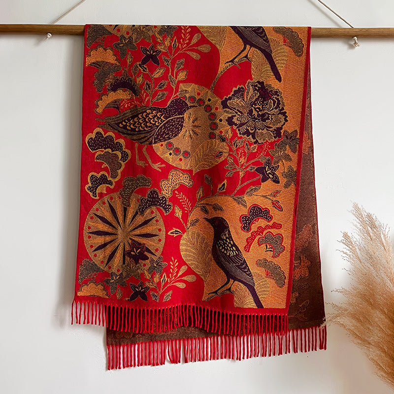 Elegant Ethnic Jacquard Scarf – Cashmere-Like Warm Shawl (200x65cm)