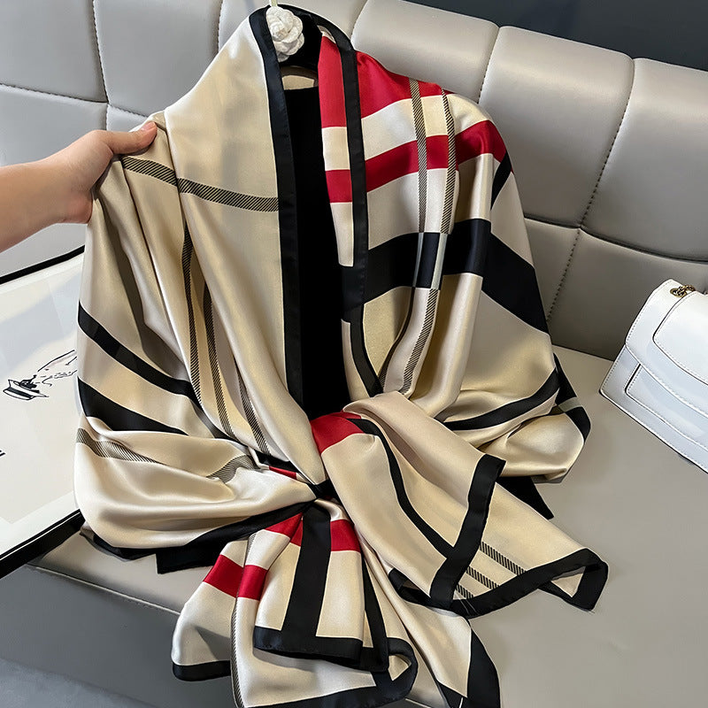 Elegant Plaid Rayon Shawl – Lightweight Summer Scarf (90x180cm)
