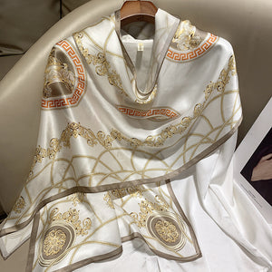 Hangzhou Silk High-End Long Scarf – Elegant Printed Silk Scarf for Women (173x55cm)