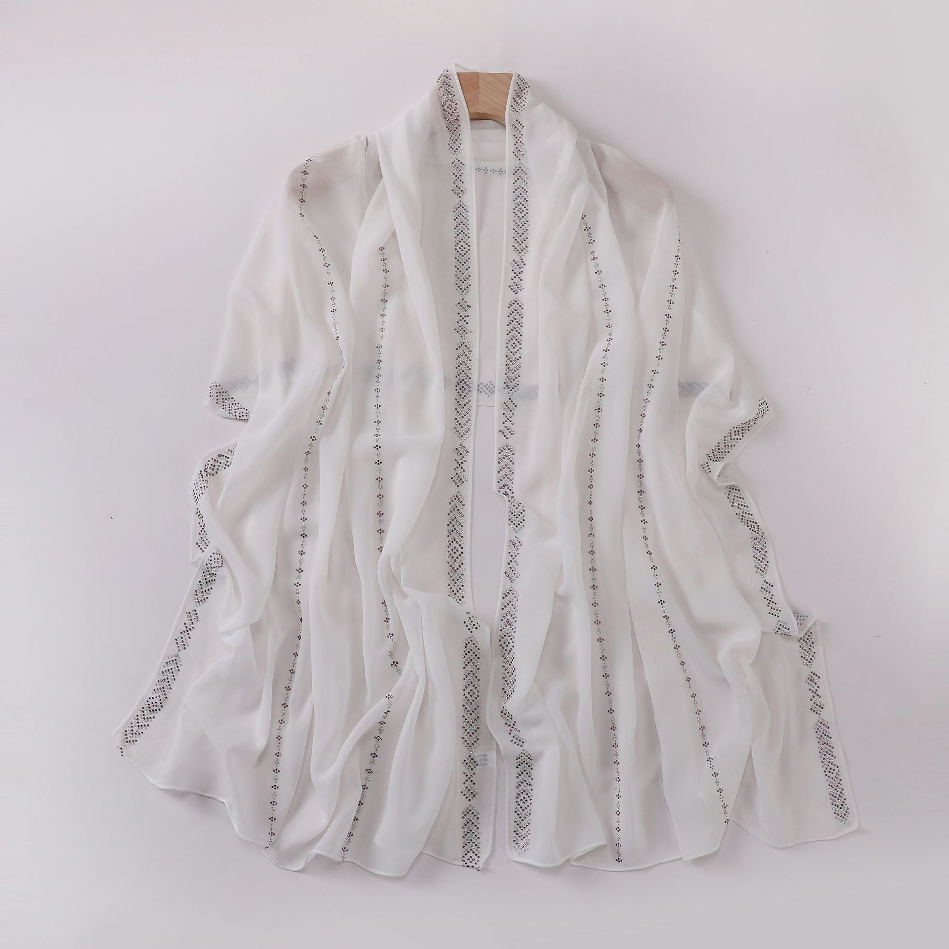 Elegant Pearl-Embellished Chiffon Scarf – Lightweight & Stylish (175x70cm)