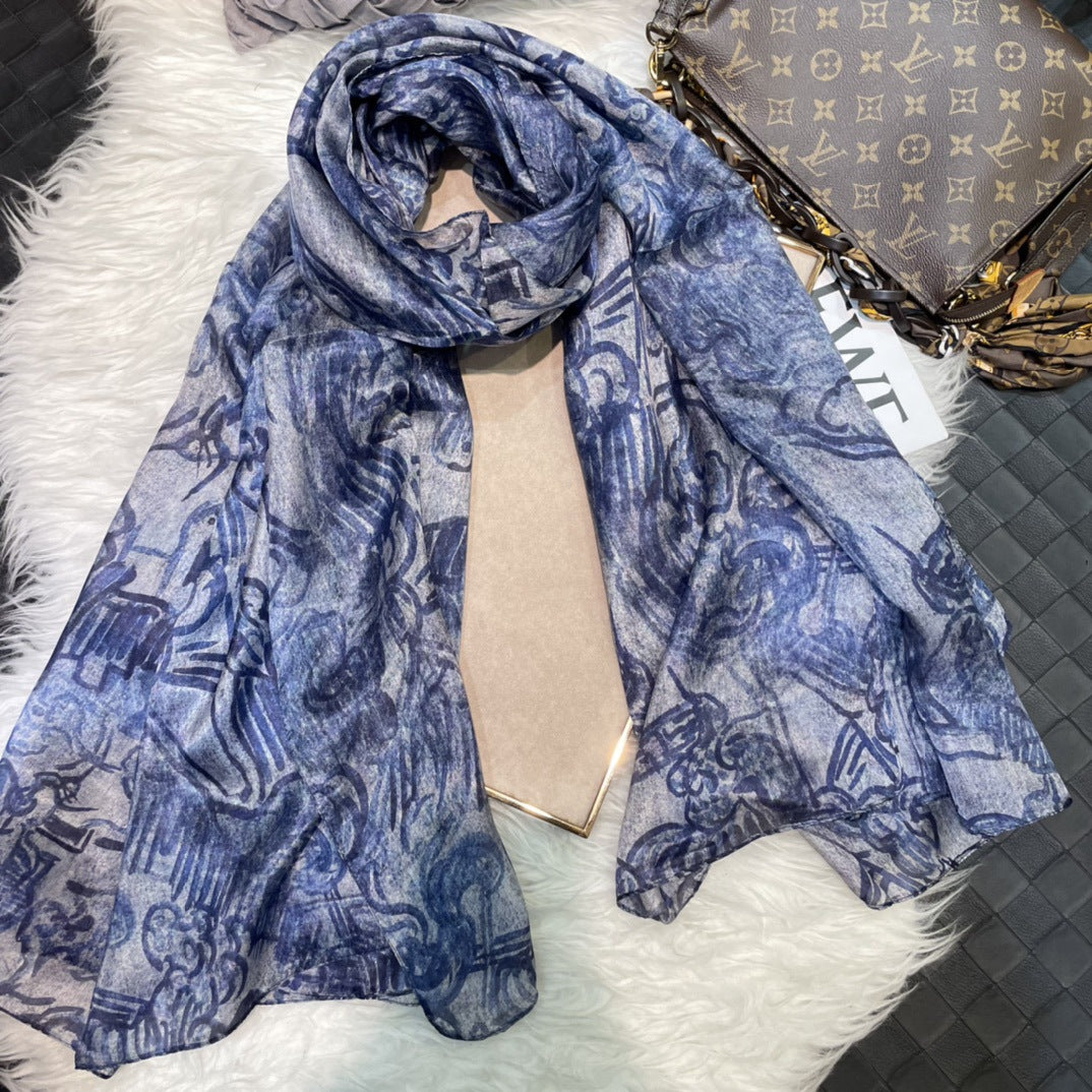 Luxury Silk Long Strip Shawl – Elegant & Stylish Women's Scarf (180x110cm)