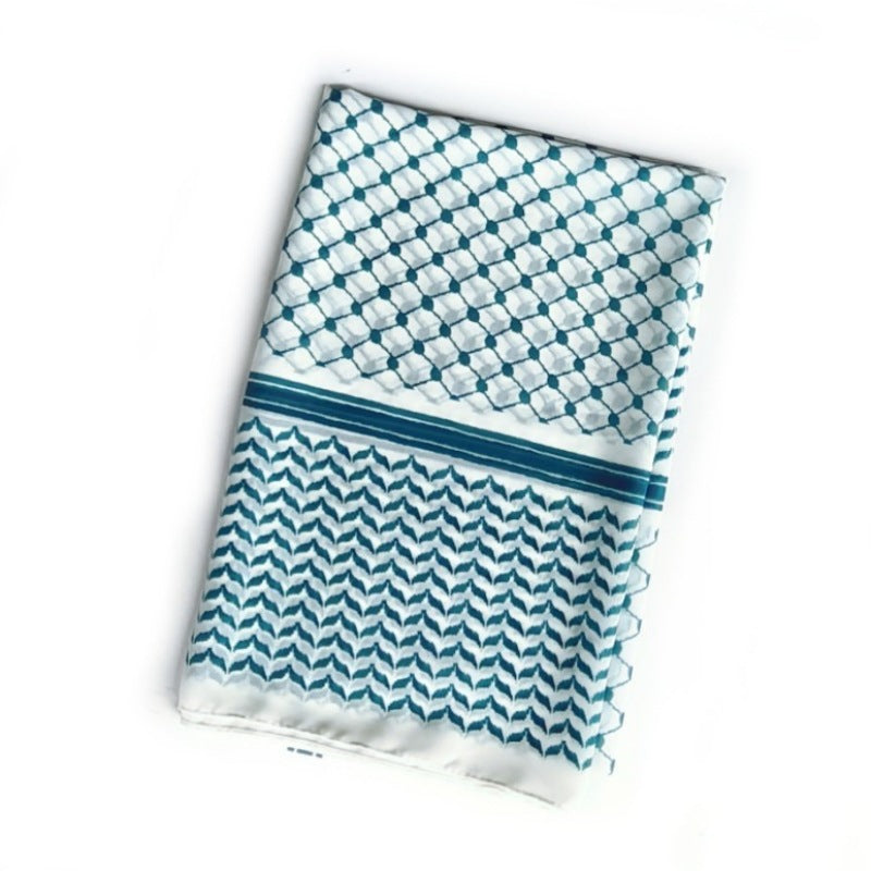 Lightweight Chiffon Plaid Scarf – Arabic-Style Printed Shawl (70x180cm)