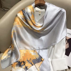 Hangzhou Silk High-End Long Scarf – Elegant Printed Silk Scarf for Women (173x55cm)
