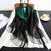Women's Korean Style Silk Plaid Scarf – Elegant, Lightweight & Stylish (190x70cm)