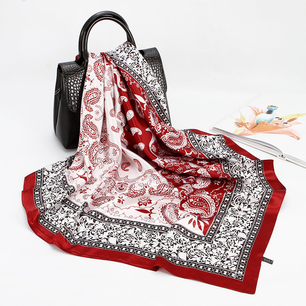 Elegant 90cm Silk Square Scarf – Lightweight & Stylish for All Seasons