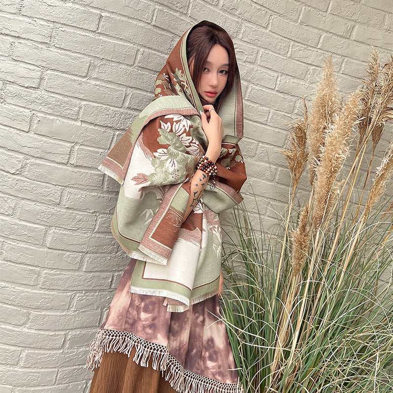 Autumn & Winter New Chinese Style Artificial Cashmere Scarf for Women