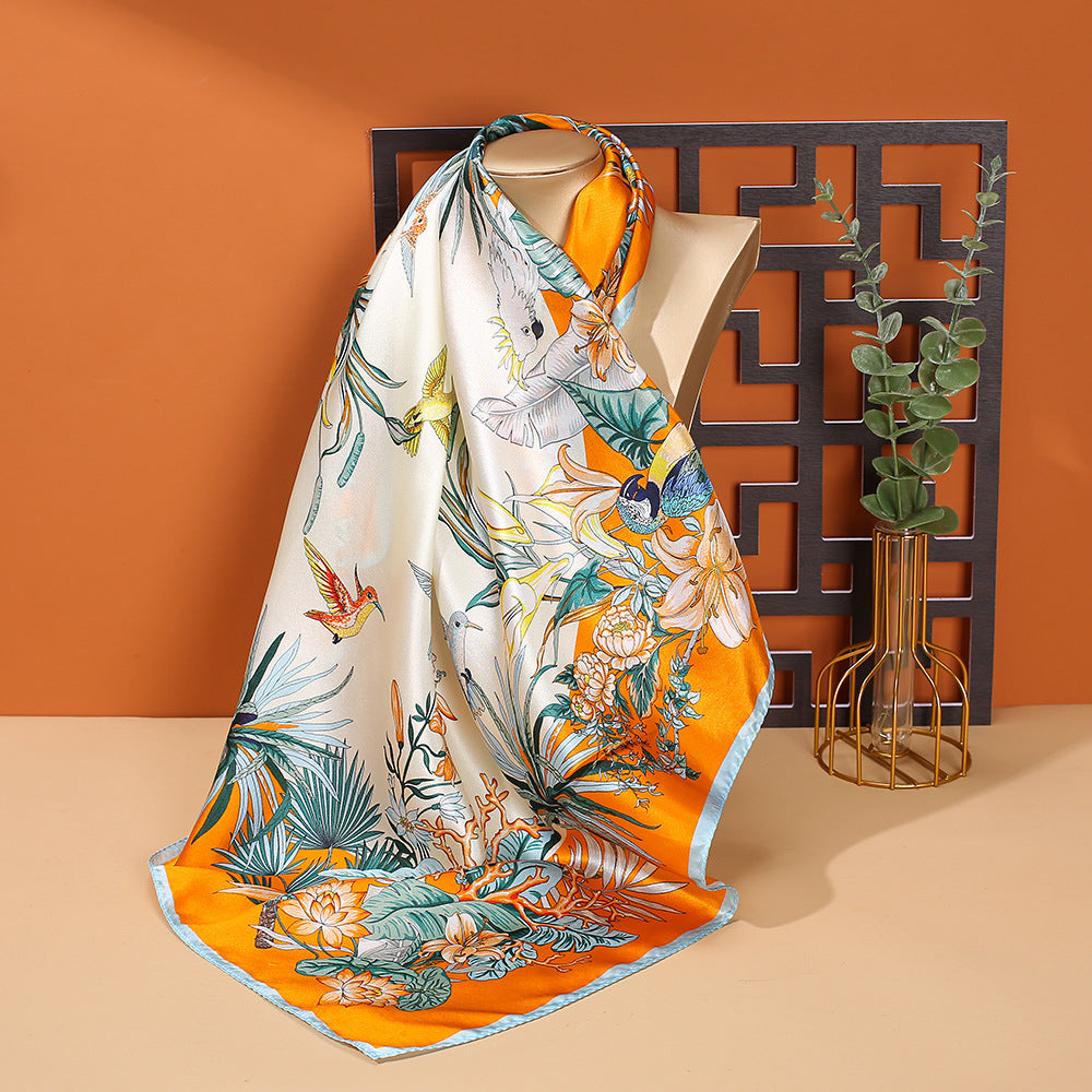 Women's Fashionable Mulberry Silk Scarf – Elegant Printed Square Wrap (70x70cm)