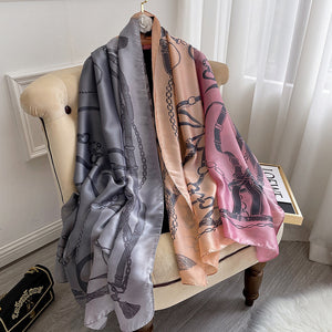 Winter Warm Vintage Print Chain Scarf (90x180cm)